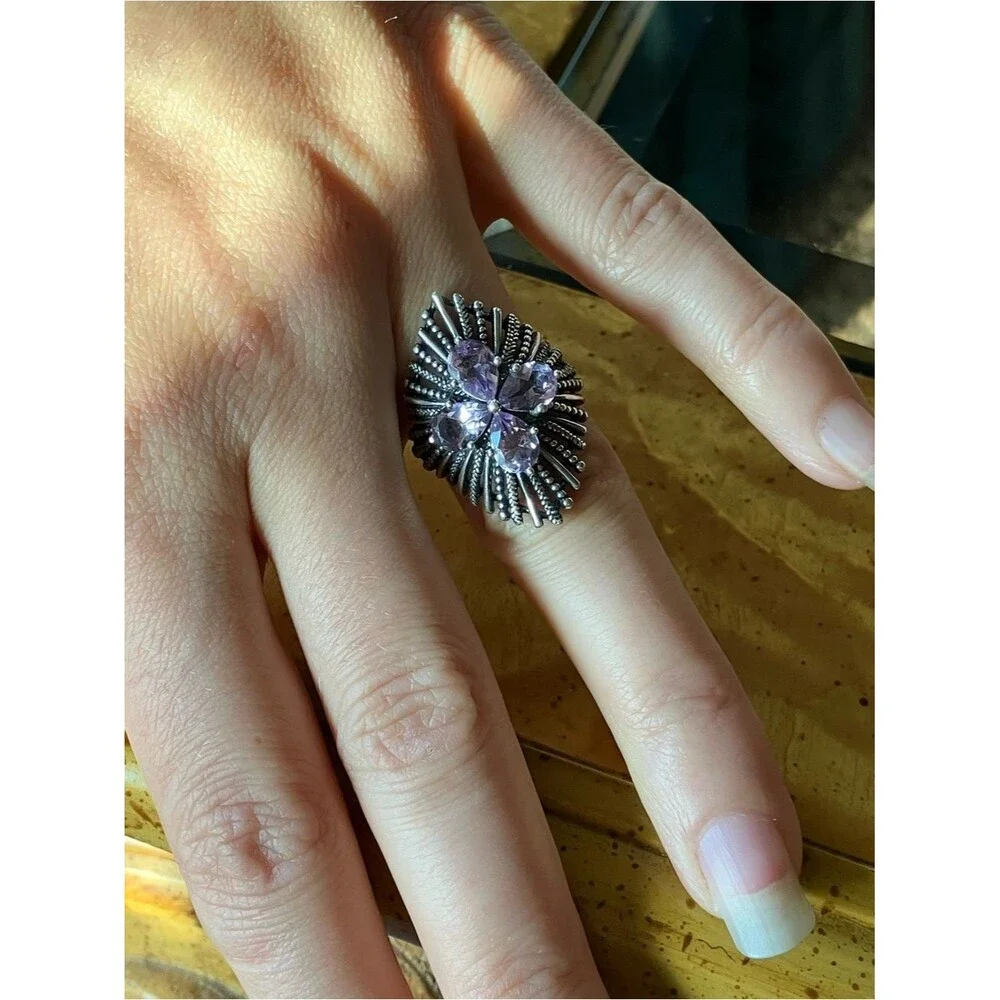 Rose de France Amethyst Sterling Silver Ring Size 7